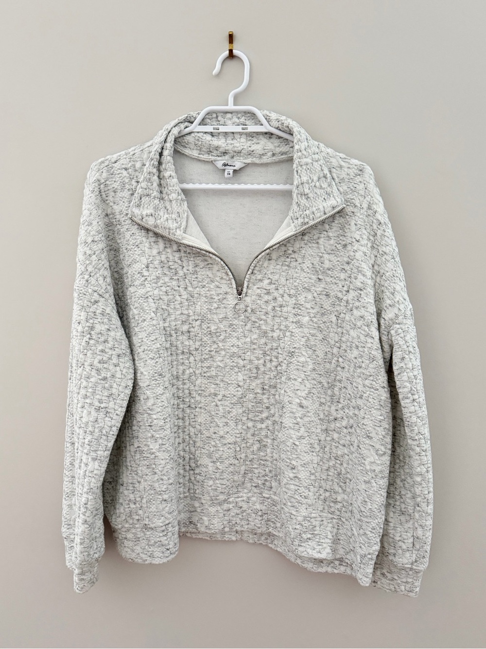Reitmans Light Heather Gray Half-Zip V-Neck Sweater